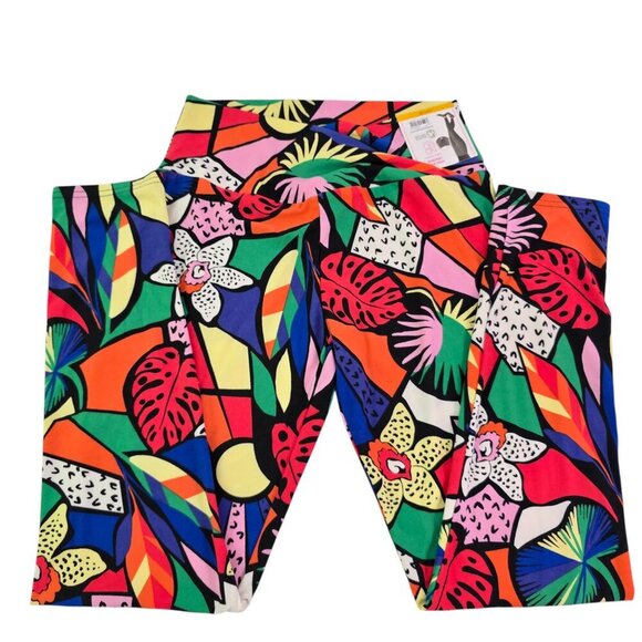 No Boundaries Crossover Sueded Tropical Print Ankle Leggings - Size Large NWT - Picture 6 of 16